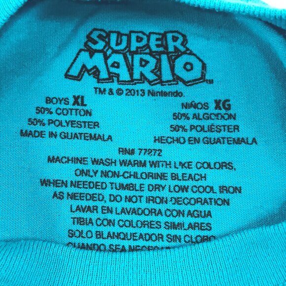 SUPER MARIO-Boy's Blue- Us vs Them- T-Shirt Top-  SIZE XL - Graphic T - Picture 5 of 8